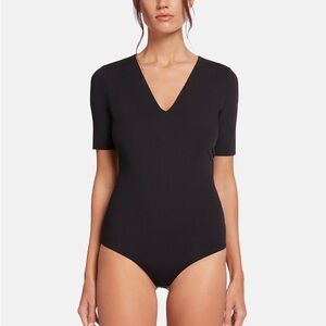NWT Wolford Vermont String Body Suit Thong V-Neck Black 79177 size XS $210